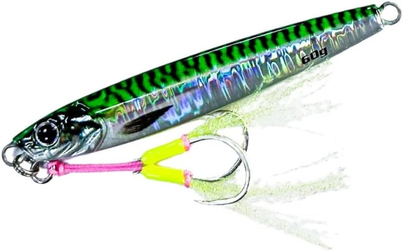 JIGGAT Cast I Jigs - 60g Silver Green Mack Fishing Lure