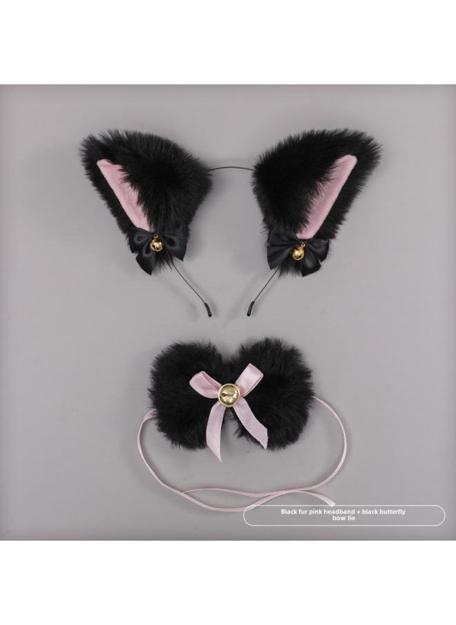 Generic A Generation Of Hair Hand Lolita Accessories Fox Ears Cat Ears Hairband Lace Bow Bell Collar Set 
