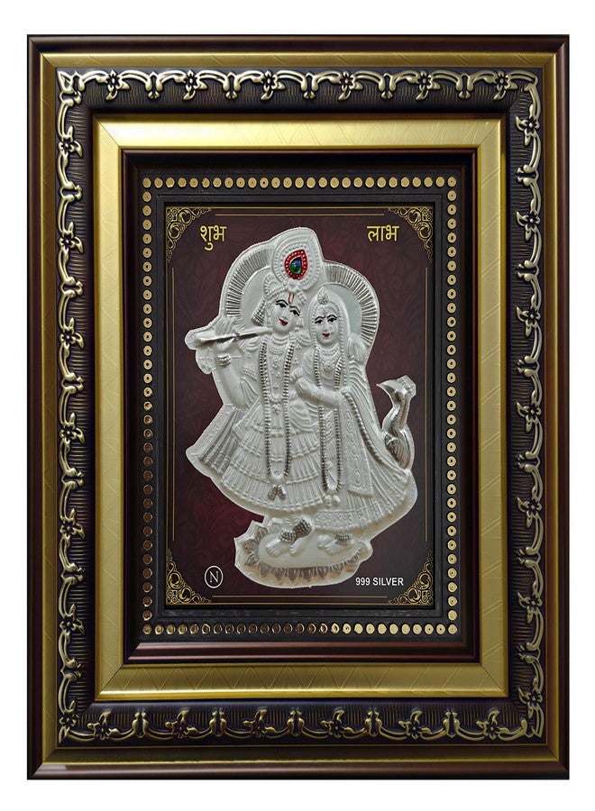ARTSMINE 999 Silver Radha Krishna Frame – Pure Silver Sheet with Purity Certificate | Ideal for Pooja Room, Diwali Gift & Home/Office Décor – 1 Unit (22 × 20 CM / 8.5 × 8 Inch) - Image 1