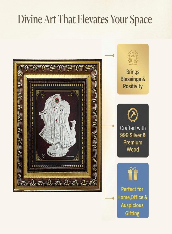 ARTSMINE 999 Silver Radha Krishna Frame – Pure Silver Sheet with Purity Certificate | Ideal for Pooja Room, Diwali Gift & Home/Office Décor – 1 Unit (22 × 20 CM / 8.5 × 8 Inch) - Image 2