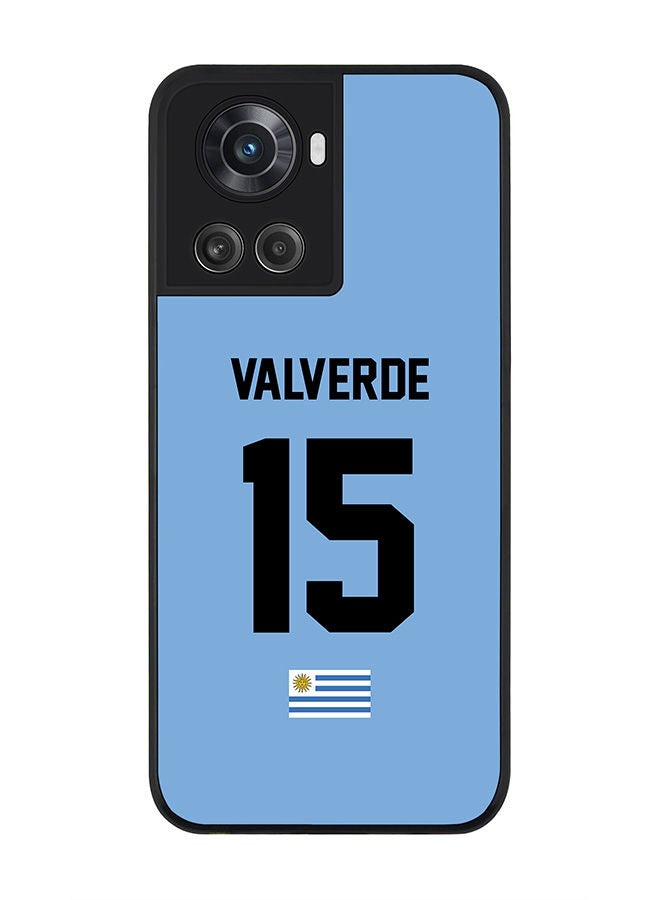 Stylizedd Rugged Black edge case for OnePlus 10R 5G/OnePlus Ace 5G Slim fit Soft Case Flexible Rubber Edges Anti Drop TPU Gel Thin Cover - Football Team - Uruguay  Player Name - Valverde - Image 1