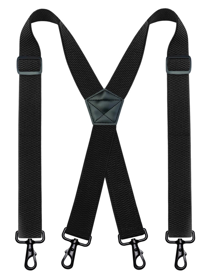JEMYGINS 1.48" Wide Heavy Duty Black Suspender with 4 Swivel Hooks for Jeans Pants(3) - Image 1