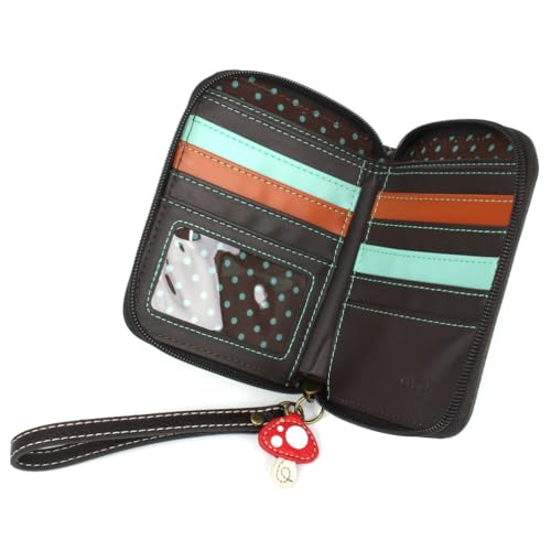 CHALA Zip Around Wallet, Wristlet, 8 Credit Card Slots, Sturdy Pu Leather- Hedgehog A - olive - Image 4