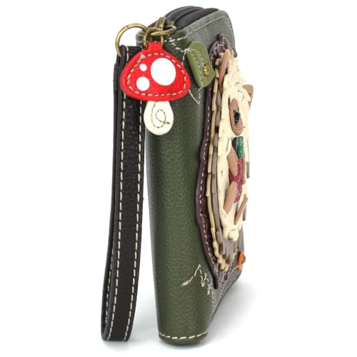 CHALA Zip Around Wallet, Wristlet, 8 Credit Card Slots, Sturdy Pu Leather- Hedgehog A - olive - Image 3