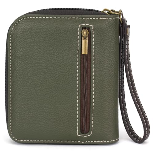 CHALA Zip Around Wallet, Wristlet, 8 Credit Card Slots, Sturdy Pu Leather- Hedgehog A - olive - Image 2