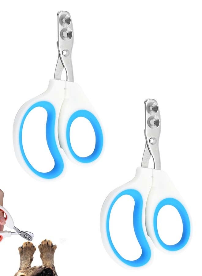 2PCS Cat Nail Clippers, Pet Nail Clippers, Cat Claw Trimmers, 2mm & 3mm Circular Cutting Holes for Small Animals Such as Birds, Bearded Dragon, Hamsters, Rabbits, Hedgehogs, Guinea Pigs (Blue) - Image 1