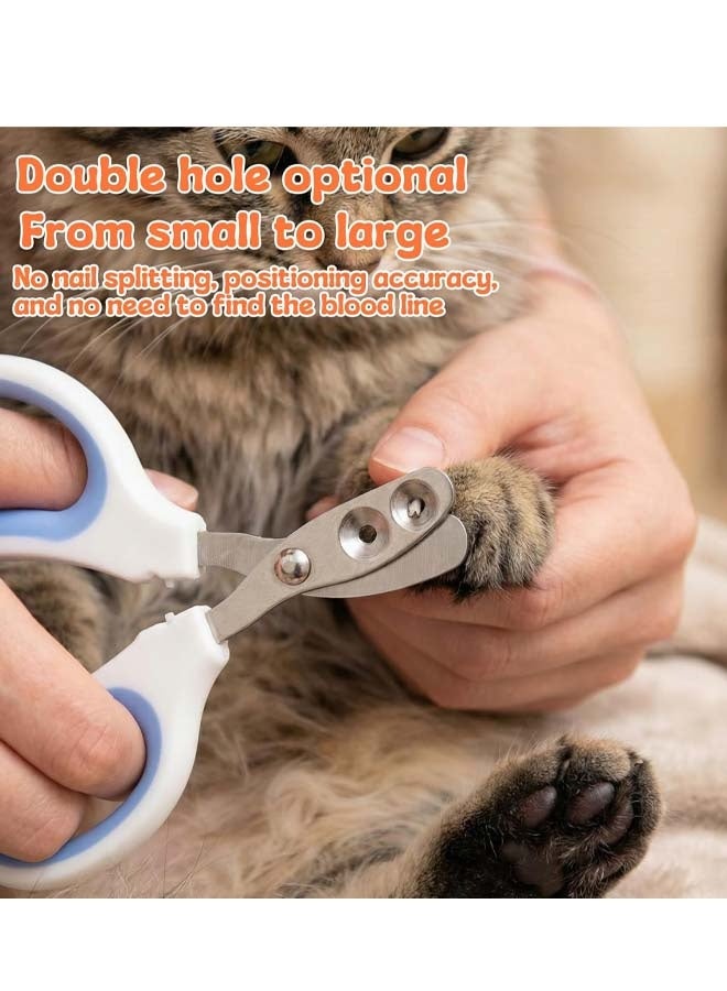 2PCS Cat Nail Clippers, Pet Nail Clippers, Cat Claw Trimmers, 2mm & 3mm Circular Cutting Holes for Small Animals Such as Birds, Bearded Dragon, Hamsters, Rabbits, Hedgehogs, Guinea Pigs (Blue) - Image 2