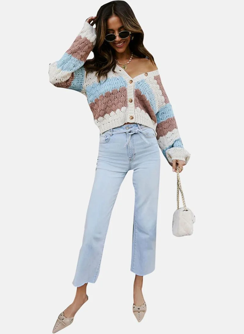 يونيكي Blue Straight Fit Clean Look High-Rise Jeans