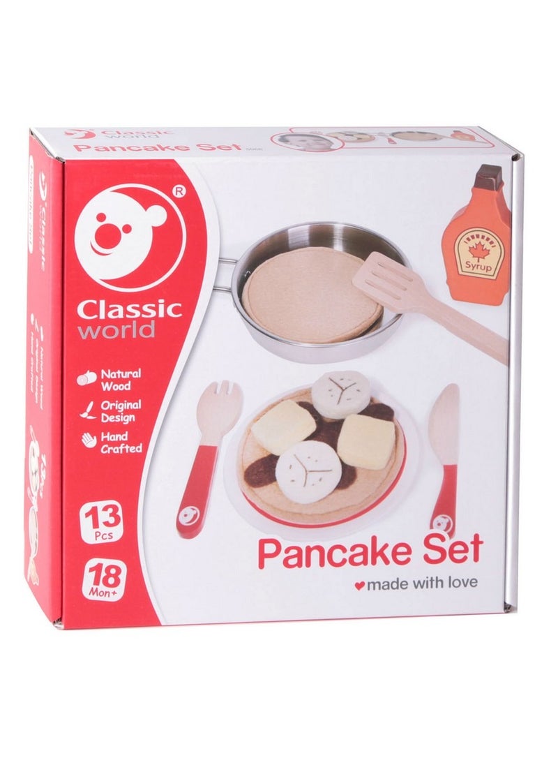 Classic World - Classic World Pancake Set - Wooden Cooking Toy for Kids, Pretend Play Food Set, Role-Playing, Stackable Pancakes, Gift for Children, Play Food Set - Image 1