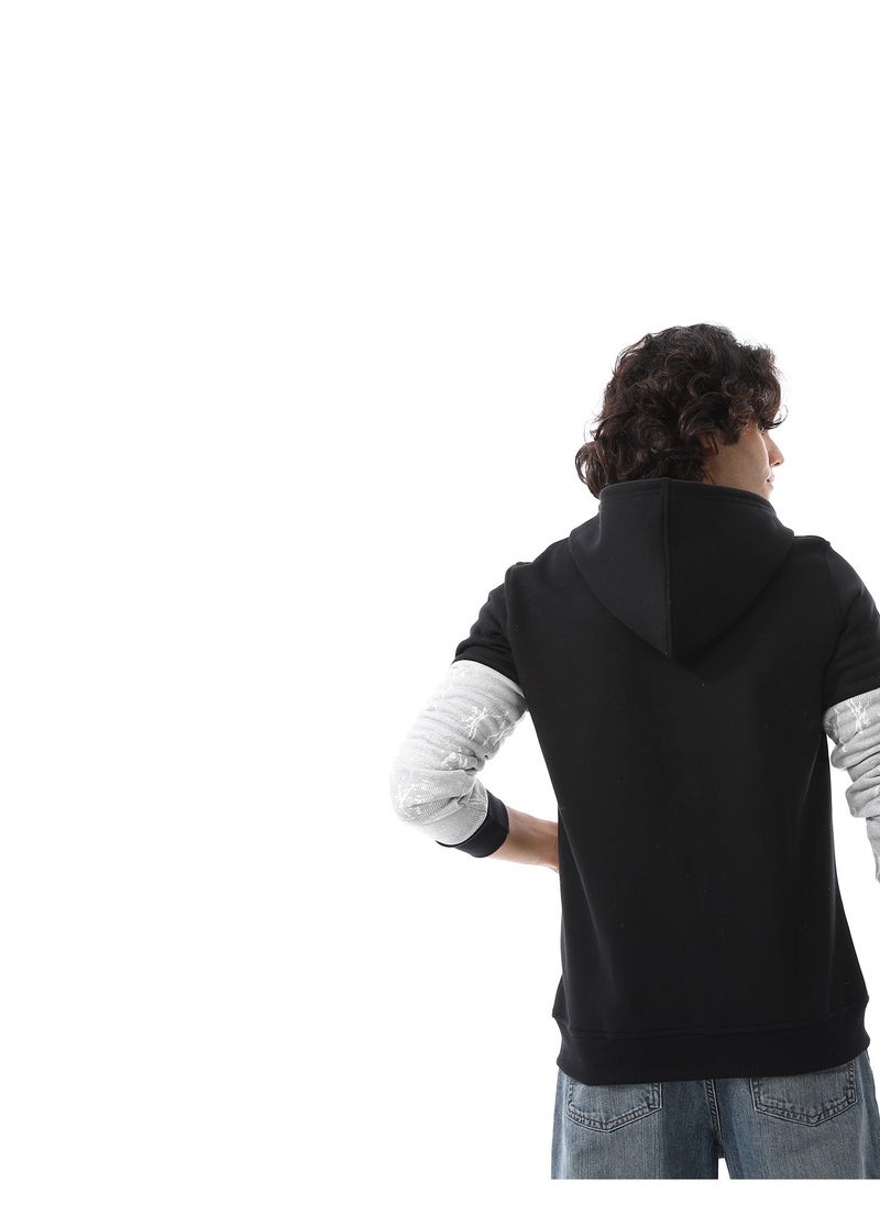 Mens Hoodie With Through Zipper And Army Design