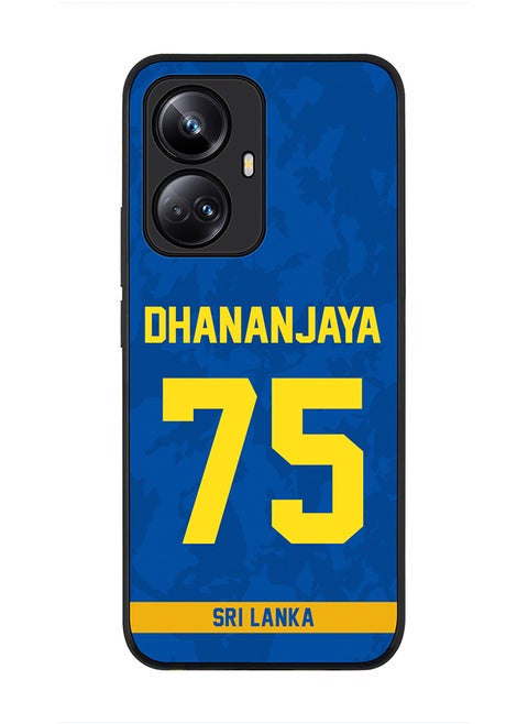 Cover for Realme 10 Pro Plus 5G Case , Rugged Black Slim fit Protective Phone Cases - Player Name - Dhananjaya de Silva, Jersey Number- 75