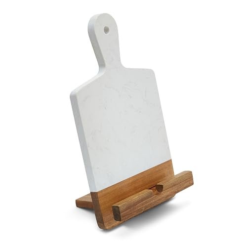 Tender Cottage The Original Patented TENDER COTTAGE Cookbook Holder  Charcuterie Board  White Marble Cheese Board  Christmas Mothers Day Grandmother Gift Wedding Housewarming 