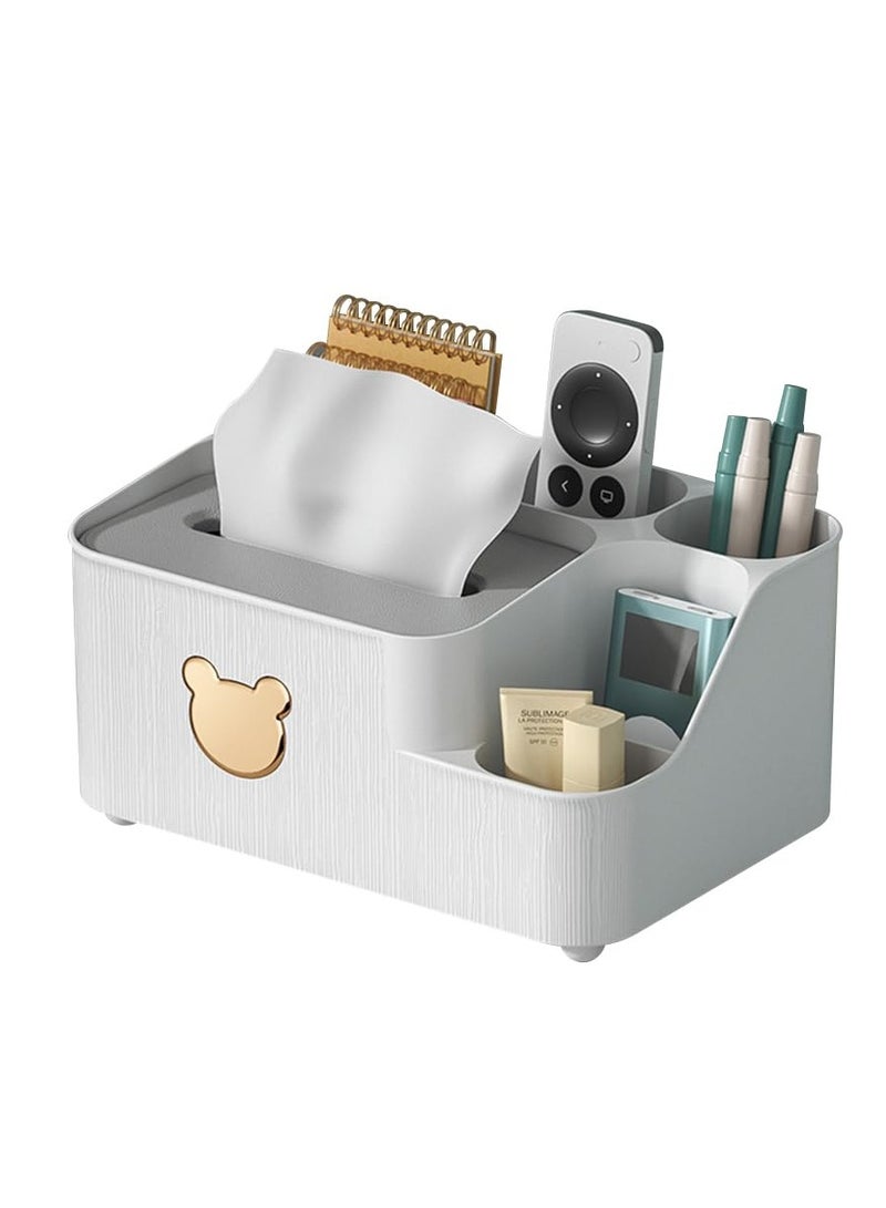 SYOSI Multifunctional Tissue Box Holder, Rectangular Tissue Box with Side Organizer, Facial Tissue Holder Dispenser and Desk Organizer Storage for Home Office Decoration  - Image 1