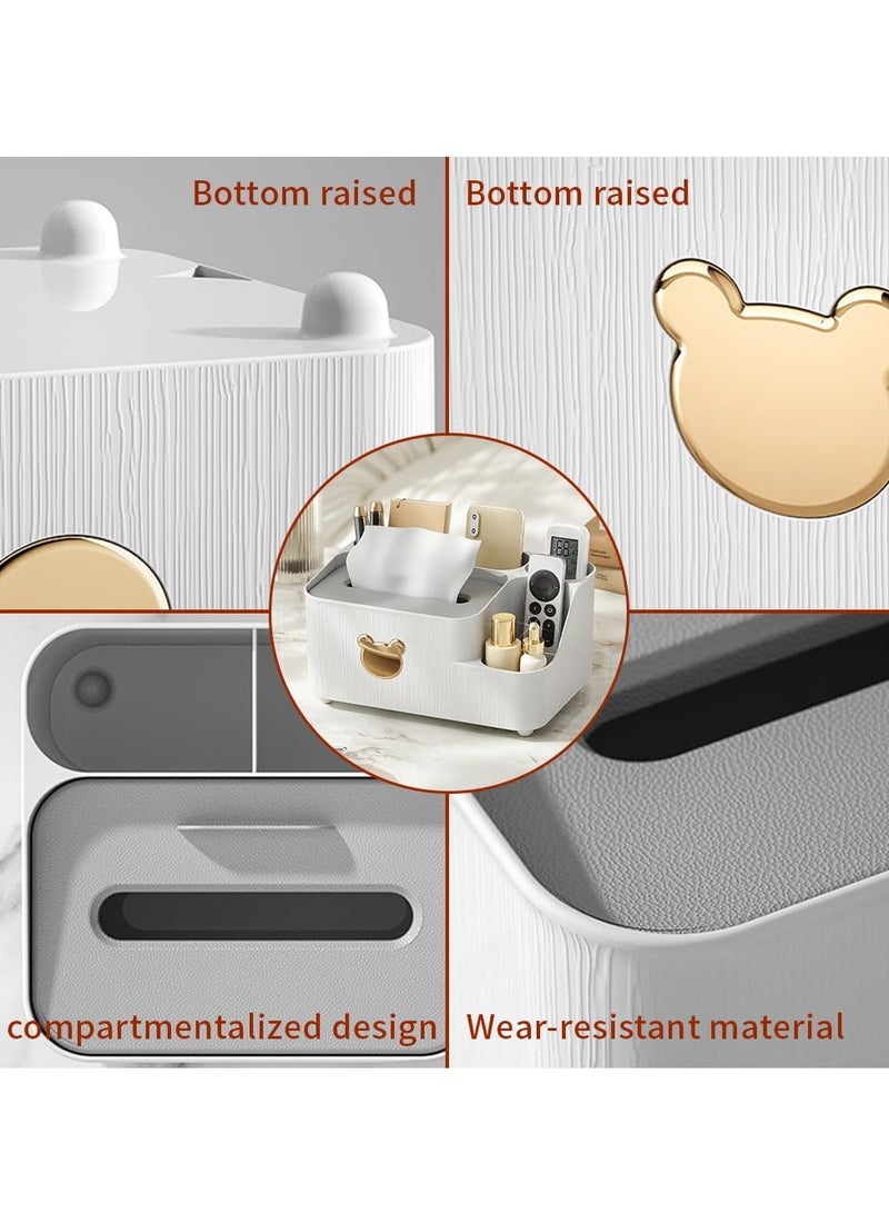 SYOSI Multifunctional Tissue Box Holder, Rectangular Tissue Box with Side Organizer, Facial Tissue Holder Dispenser and Desk Organizer Storage for Home Office Decoration  - Image 2