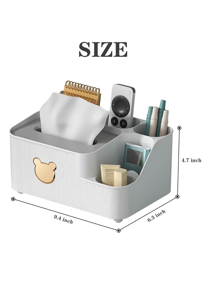 SYOSI Multifunctional Tissue Box Holder, Rectangular Tissue Box with Side Organizer, Facial Tissue Holder Dispenser and Desk Organizer Storage for Home Office Decoration  - Image 3