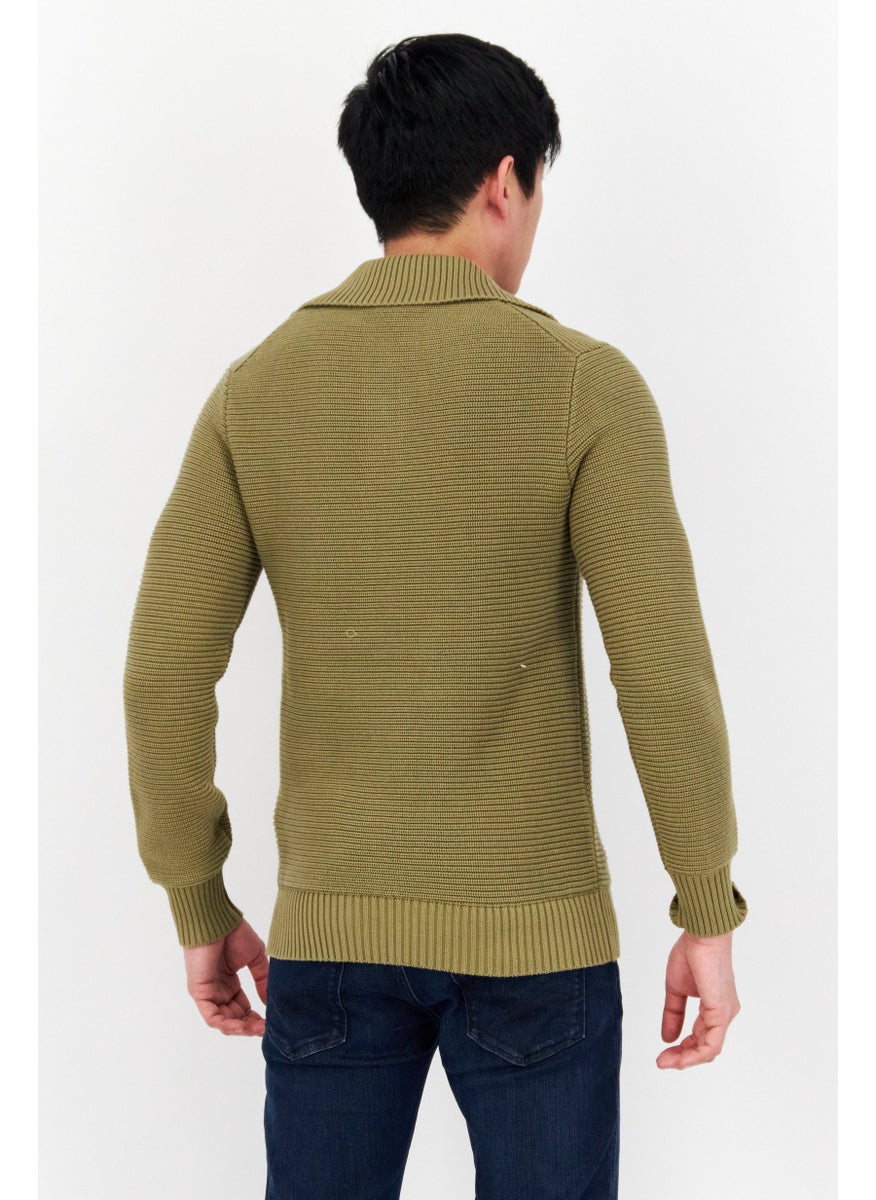 Men Spread Collar Long Sleeve Knitted Sweater,Olive - pzsku/Z00B4B95800565BEED162Z/45/_/1724351190/25d2b9dc-b20b-4196-ac6f-561591d8c1bf