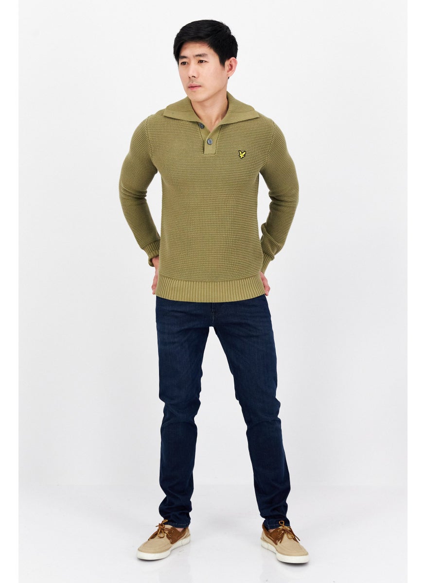 Men Spread Collar Long Sleeve Knitted Sweater,Olive - pzsku/Z00B4B95800565BEED162Z/45/_/1724351201/e30bdca6-1267-4c4b-a151-acdb513dab8f