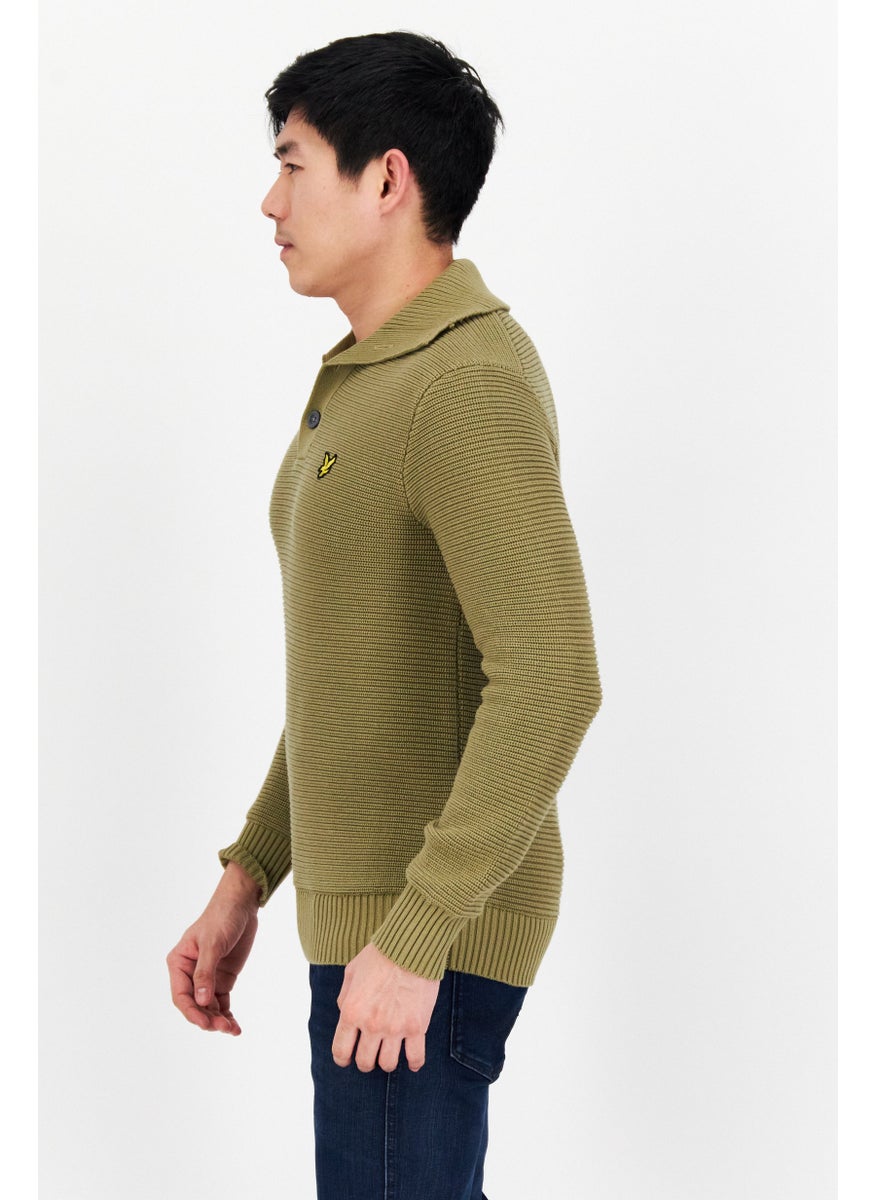 Men Spread Collar Long Sleeve Knitted Sweater,Olive - pzsku/Z00B4B95800565BEED162Z/45/_/1724351260/d482942a-2f6e-4856-a728-af7a7f746ded