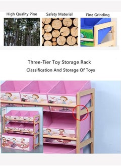 Arabest Toy Organiser,3 Tier Children's Toy Storage Unit with 6 Pattern Canvas Bins Removable Boxes for Kids Room,Toy Box and Storage,Nursery Playroom Display Stand(Rabbit)  - Image 3