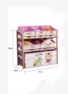 Arabest Toy Organiser,3 Tier Children's Toy Storage Unit with 6 Pattern Canvas Bins Removable Boxes for Kids Room,Toy Box and Storage,Nursery Playroom Display Stand(Rabbit)  - Image 5