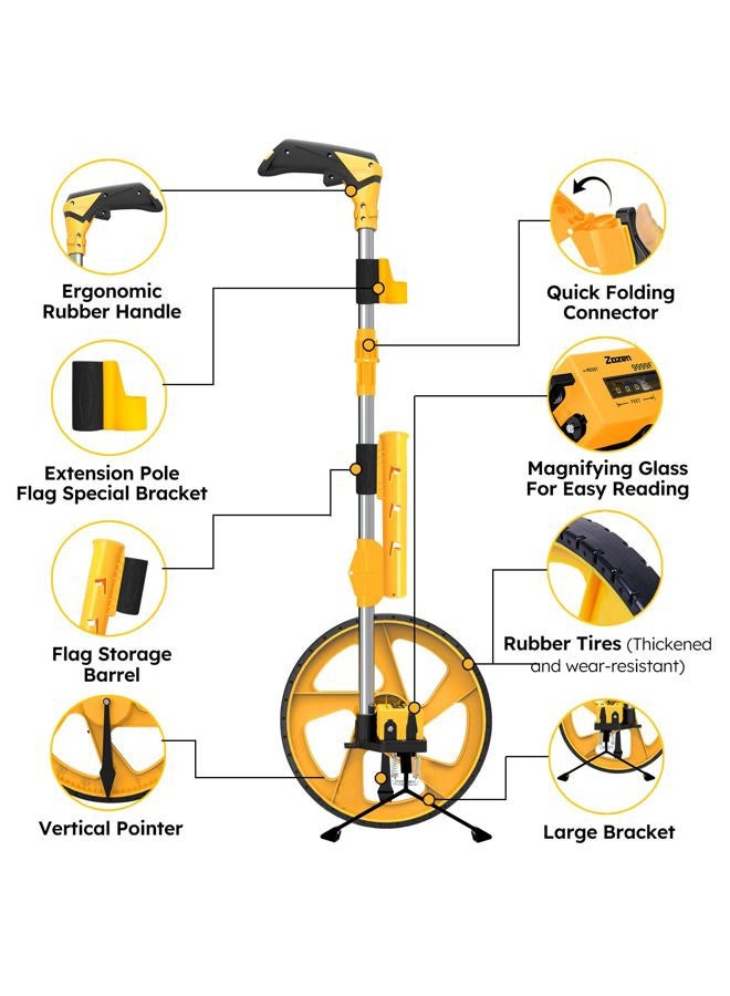 Zozen Distance Measuring Wheel in Feet and Inches, Collapsible Measure Wheel Imperial Industrial Measuring Wheel with Backpack and Tape Measure - Image 4