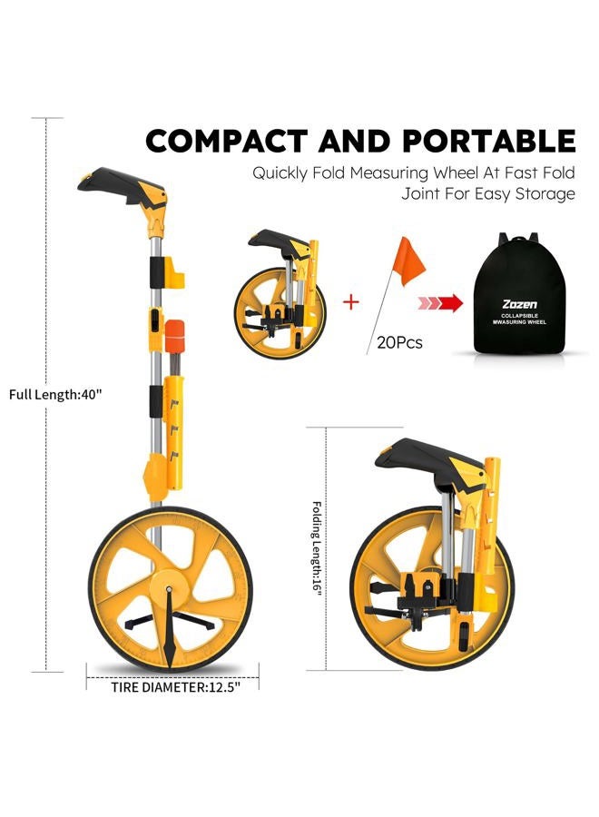 Zozen Distance Measuring Wheel in Feet and Inches, Collapsible Measure Wheel Imperial Industrial Measuring Wheel with Backpack and Tape Measure - Image 3