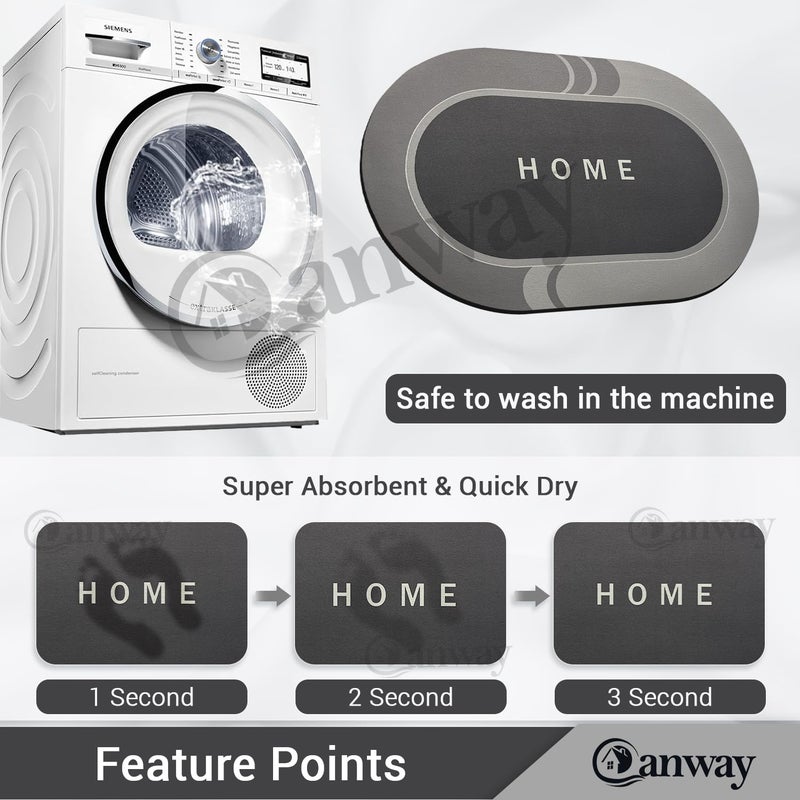 CANWAY® (3.5mm Anti-Skid Water Soaking Home Print Door Mat, Water Absorbent Mat (40x60cm) Grey - Image 4