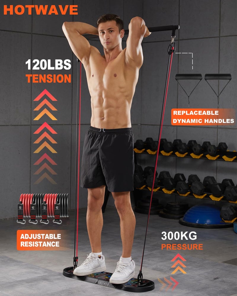 Hot Wave Hotwave 20 In 1 Push Up Board With 16 Gym Accessories.Pushups Bar With Resistance Bands Portable Home Workout Equipment Strength Training For Men And Women - Image 2