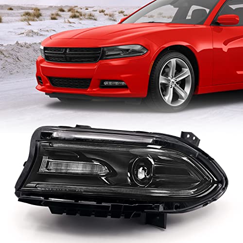 VLINCAR Headlight Assembly Compatible with 2015-2021 Dodge Charger [ Halogen Model ] Headlamp Replacement Left Driver Side(LH) 68214399AB CH2502271 - Image 1