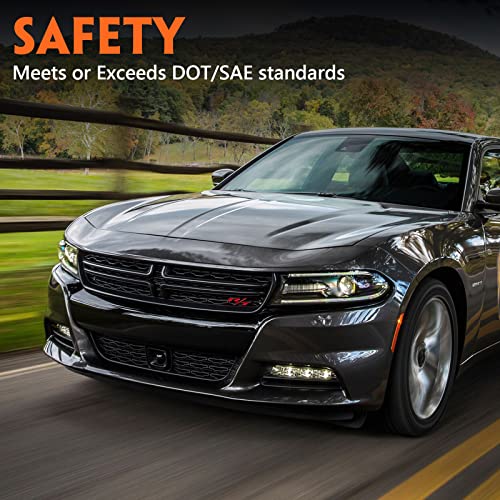 VLINCAR Headlight Assembly Compatible with 2015-2021 Dodge Charger [ Halogen Model ] Headlamp Replacement Left Driver Side(LH) 68214399AB CH2502271 - Image 3