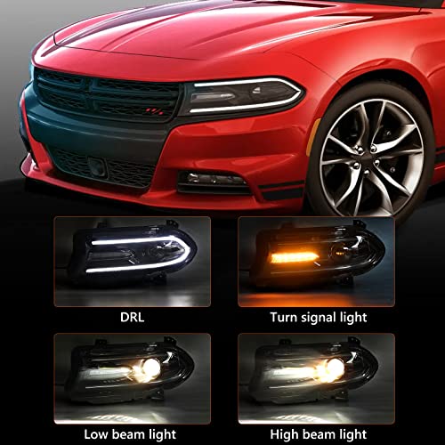 VLINCAR Headlight Assembly Compatible with 2015-2021 Dodge Charger [ Halogen Model ] Headlamp Replacement Left Driver Side(LH) 68214399AB CH2502271 - Image 2