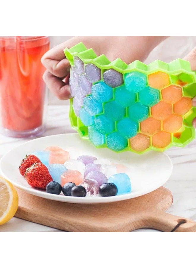 قالب ثلج سيليكون شكل خلية النحل مع غطاء شفاف – 36 فتحة – قطعتين مرنين وسهلين في الفك لتحضير مكعبات ثلج مرتبة للمشروبات - Image 2