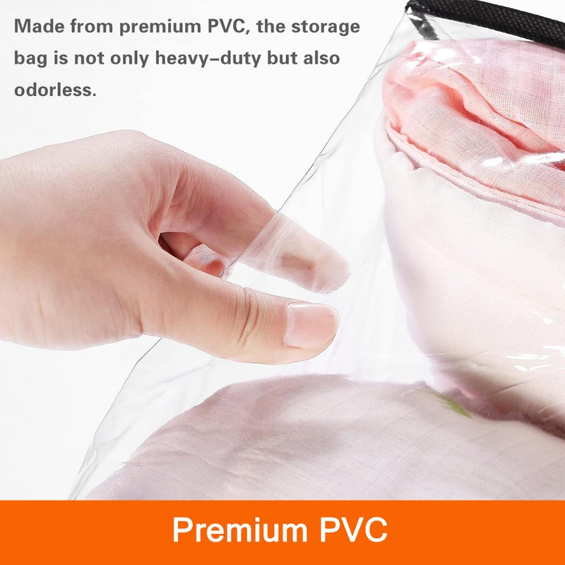 Vieshful 3 Pack Clear Comforter Storage Bag, 60L Clothes Storage Bag with Zipper Closet Organizer, Plastic Storage Containers Moving bags for Comforter, Blanket, Bedding, Duvet, Toys - Image 3