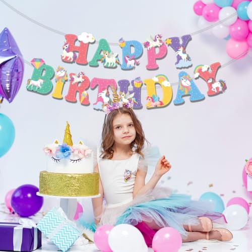 Festiko® Unicorn Theme Happy Birthday Party Decoration Combo (36 Pcs), Unicorn Themes Party Favors for Kids Birthday Decoration(Banner/Bunting,Swirls,Balloons,Cake Toppers,Cup Cake Topper,Ribbons) - Image 3