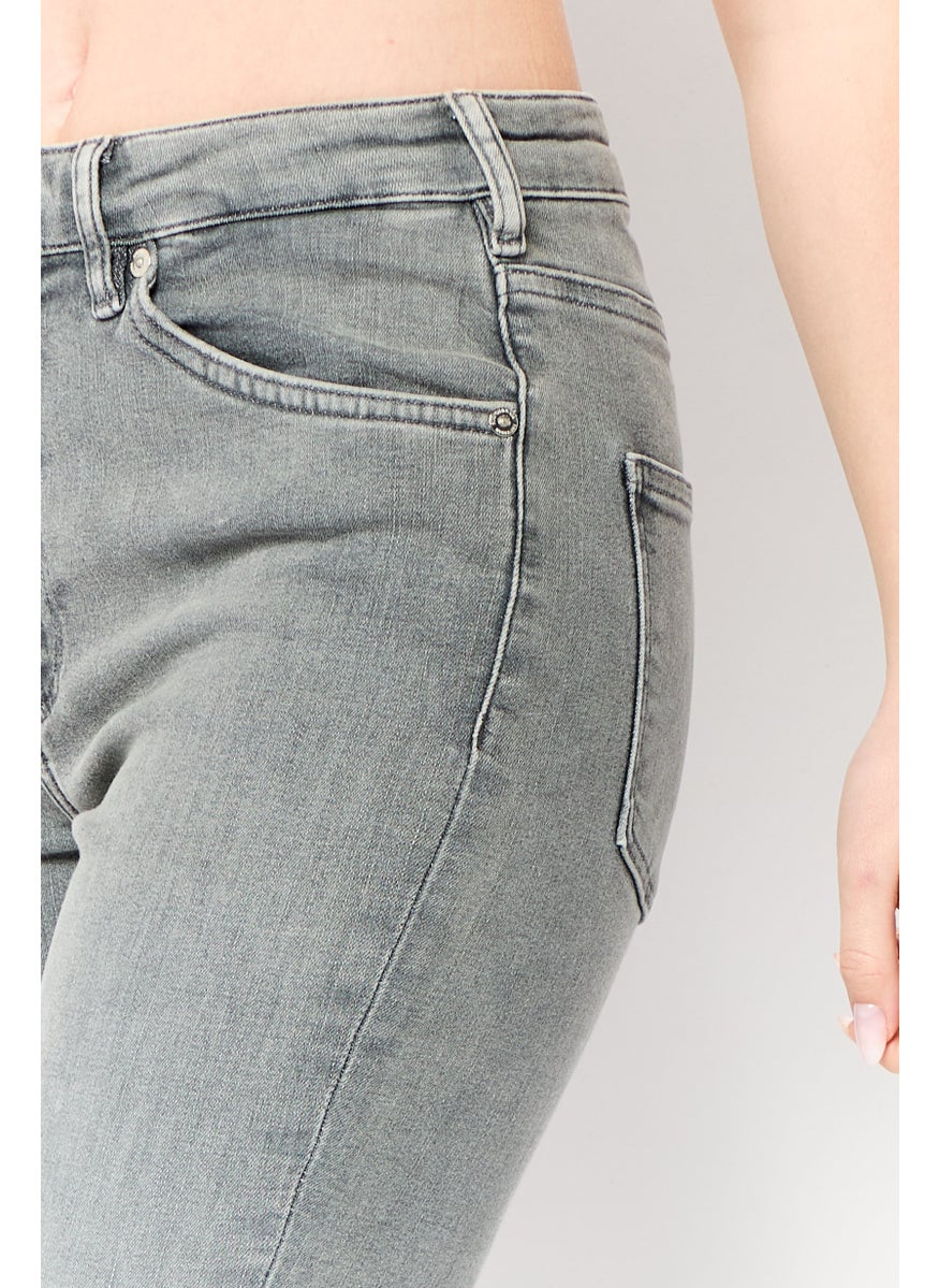 Scotch & Soda Women Regular Fit Washed Denim Jean, Grey  - Image 3