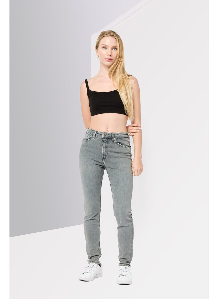 Scotch & Soda Women Regular Fit Washed Denim Jean, Grey  - Image 2