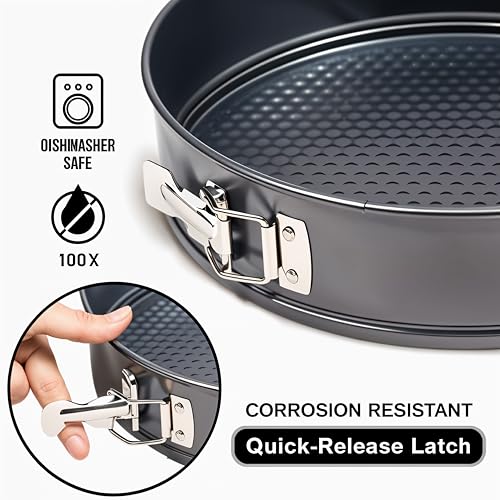Wishome Springform Teflon Coated Carbon Steel Round Shaped Cake Baking Mould For Microwave Oven OTG Dishwasher Freezer Safe Non-Stick Lockable, Diameter 22Cm X Height 6.3 CM,Black - Image 4