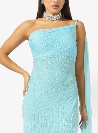 green emerald velvet dress Tadashi Shoji Caliste Embroidered Crepe Gown main image 1