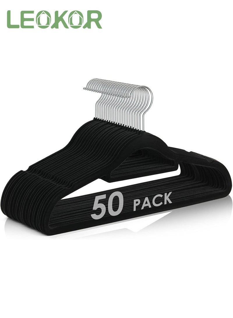 LEOKOR 50 Pack Velvet Closet Clothes Hanger Non-Slip Ultra Thin Space Saving Clothes Hangers Strong Durable Clothe Hanger for Coat ,Jacket,Suit,Shirt,Pants and Dress - Image 1