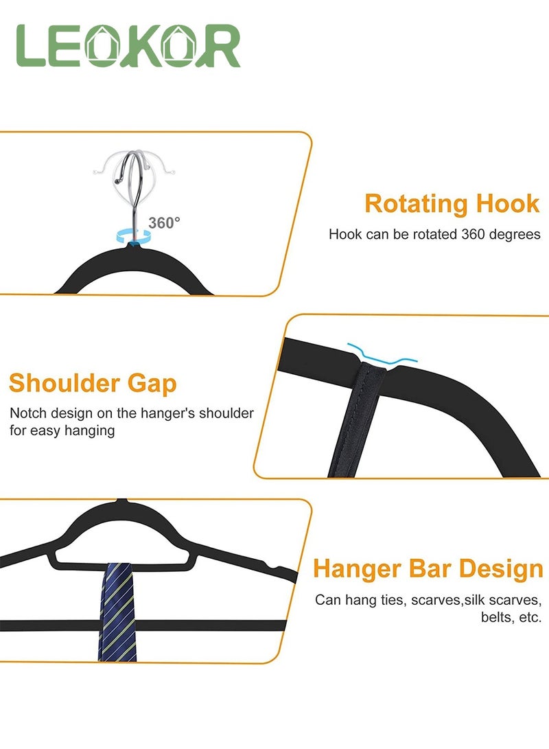 LEOKOR 50 Pack Velvet Closet Clothes Hanger Non-Slip Ultra Thin Space Saving Clothes Hangers Strong Durable Clothe Hanger for Coat ,Jacket,Suit,Shirt,Pants and Dress - Image 4