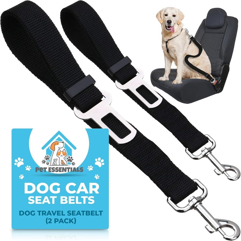 SOL 2-Pack Adjustable Dog Car Seat Belts | Safety Harness Restraint Strap - Image 1