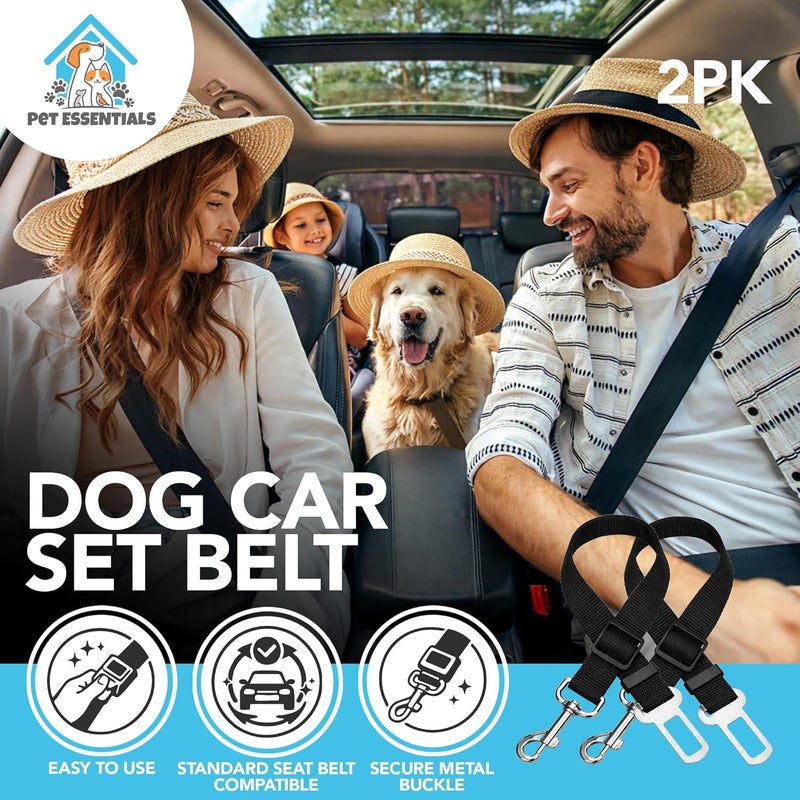 SOL 2-Pack Adjustable Dog Car Seat Belts | Safety Harness Restraint Strap - Image 3