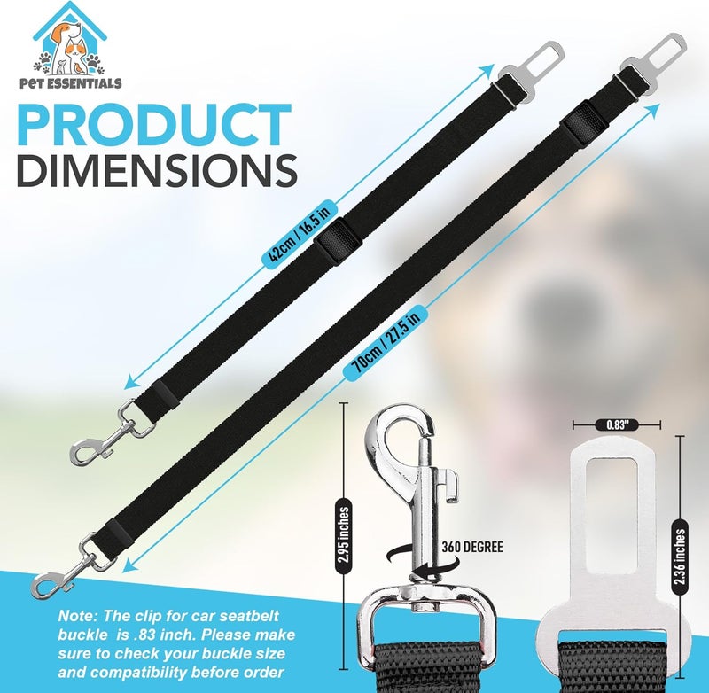 SOL 2-Pack Adjustable Dog Car Seat Belts | Safety Harness Restraint Strap - Image 2