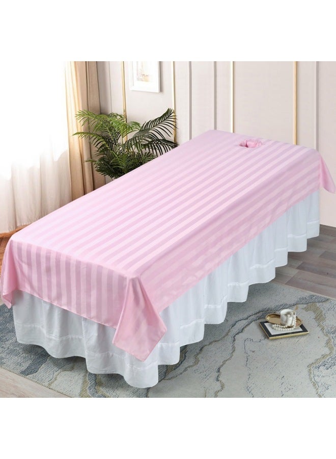 إسكدنيا ملاءات سرير التجميل، سرير صالون التجميل قطعة واحدة، أبيض مع ثقوب، ملاءات سرير التدليك للعلاج الطبيعي، نمط فاخر يمكن الوصول إليه بلون نقي - اللون: 【بدون انكماش أو تكتل】 شريط ساتان - وردي - المواصفات: - Image 1