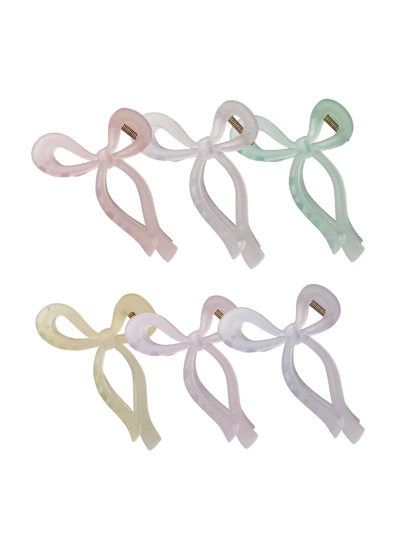 مشبك شعر ملون، مشبك قرش أكريليك جديد، مشبك شعر من خلف الرأس للفتاة، مشبك شعر كبير 6 عبوات - Image 1