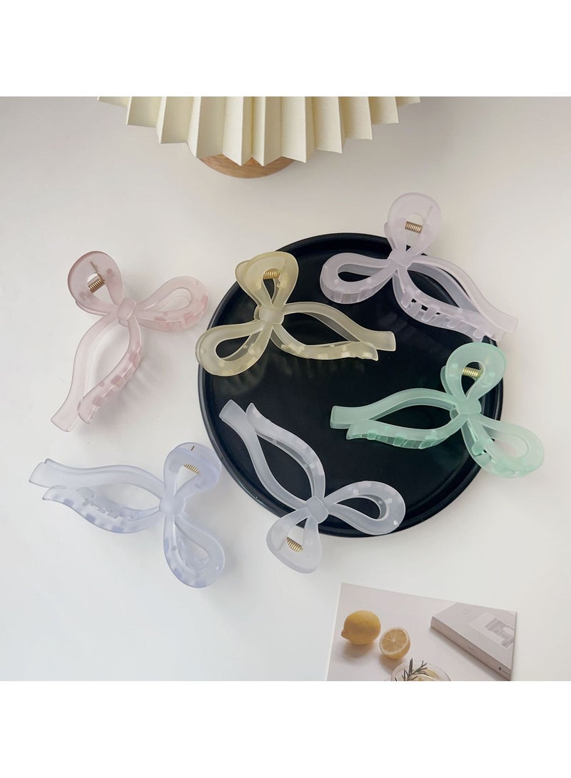 مشبك شعر ملون، مشبك قرش أكريليك جديد، مشبك شعر من خلف الرأس للفتاة، مشبك شعر كبير 6 عبوات - Image 3