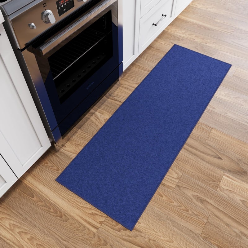 Ottomanson Ottomanson Hallway Runner Rug 20 x 59 Non Slip Solid Area Rugs Easy to Clean Laundry Rug Runner Durable  Pet Friendly Floor Carpet Runners for Hallways Entryway Living Room Kitchen Navy