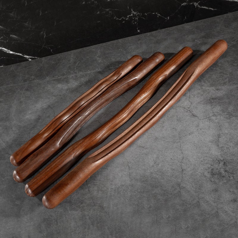 Beech Wooden Tendon Rolling Stick Household Scraping Stick One Universal Exercise Stick Tool Special Drying Tendon Stick Massage Stick(43cm long +100ml scraping oil) - Image 5