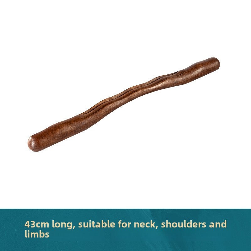Beech Wooden Tendon Rolling Stick Household Scraping Stick One Universal Exercise Stick Tool Special Drying Tendon Stick Massage Stick(43cm long +100ml scraping oil) - Image 1