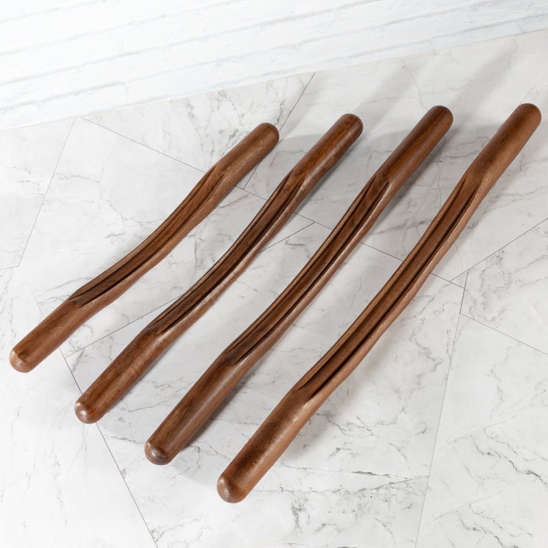 Beech Wooden Tendon Rolling Stick Household Scraping Stick One Universal Exercise Stick Tool Special Drying Tendon Stick Massage Stick(43cm long +100ml scraping oil) - Image 4